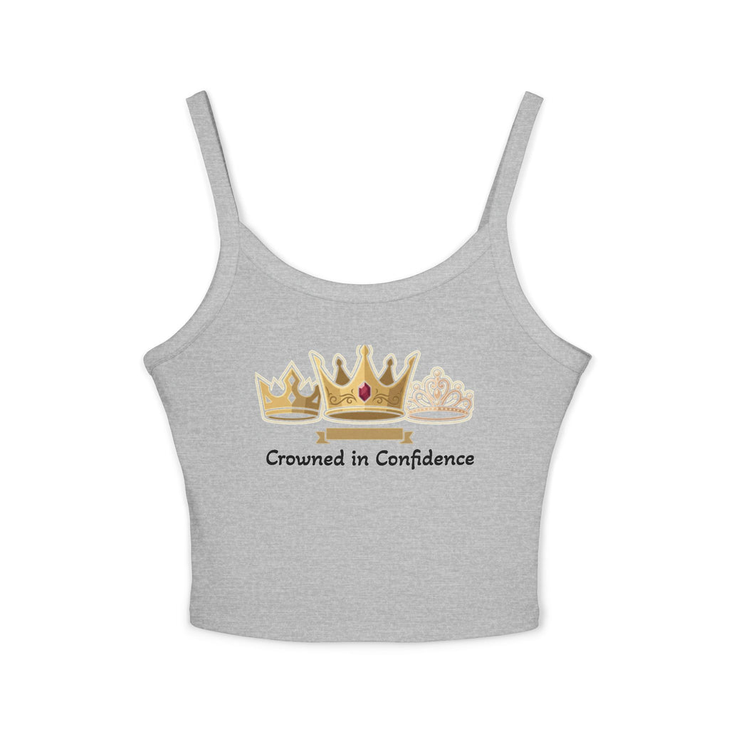 Crowned in Confidence Women's Crown Graphic Spaghetti Strap Crop Tank Top