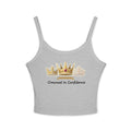 Crowned in Confidence Women's Crown Graphic Spaghetti Strap Crop Tank Top