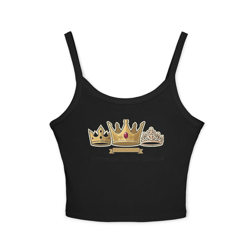 Crowned in Confidence Women's Crown Graphic Spaghetti Strap Crop Tank Top