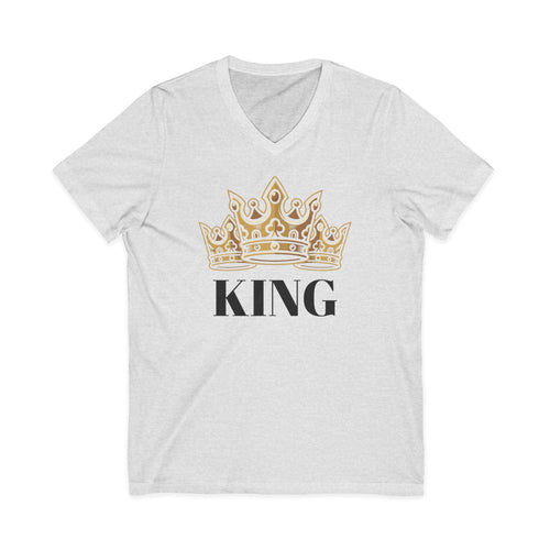 Crowned in Confidence King Men's V-Neck T-Shirt/ Gold Crown Graphic Tee