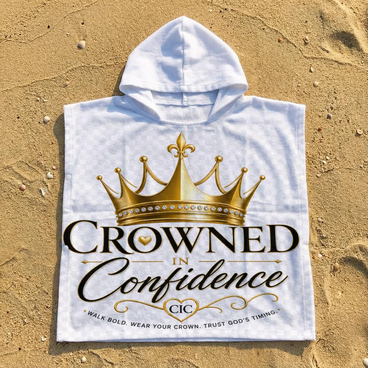 Crowned in Confidence Kids Hooded Beach Towel Poncho
