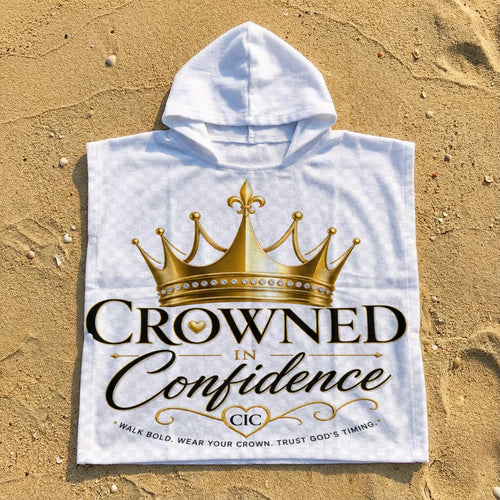 Crowned in Confidence Kids Hooded Beach Towel Poncho