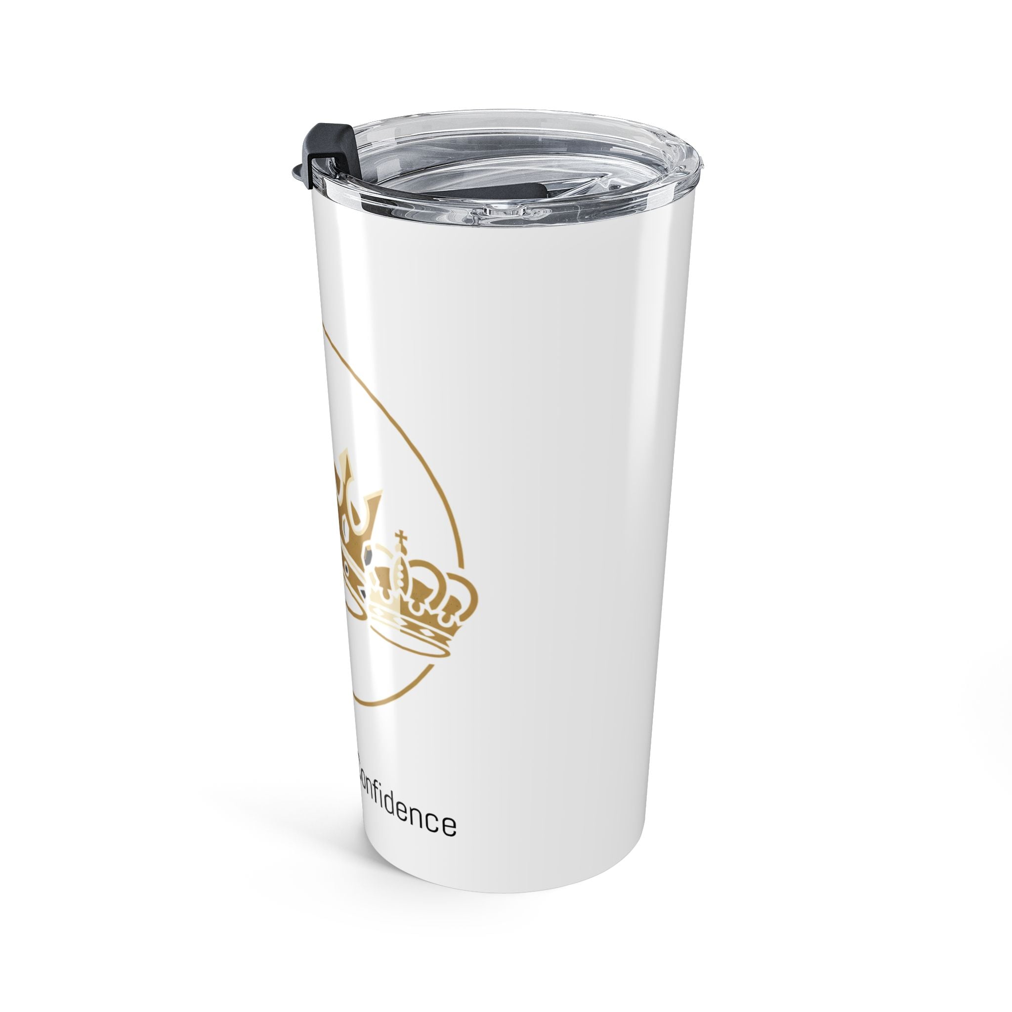 20oz Crowned in Confidence Tumbler- Gold Crown Insulated Travel Mug with lid.