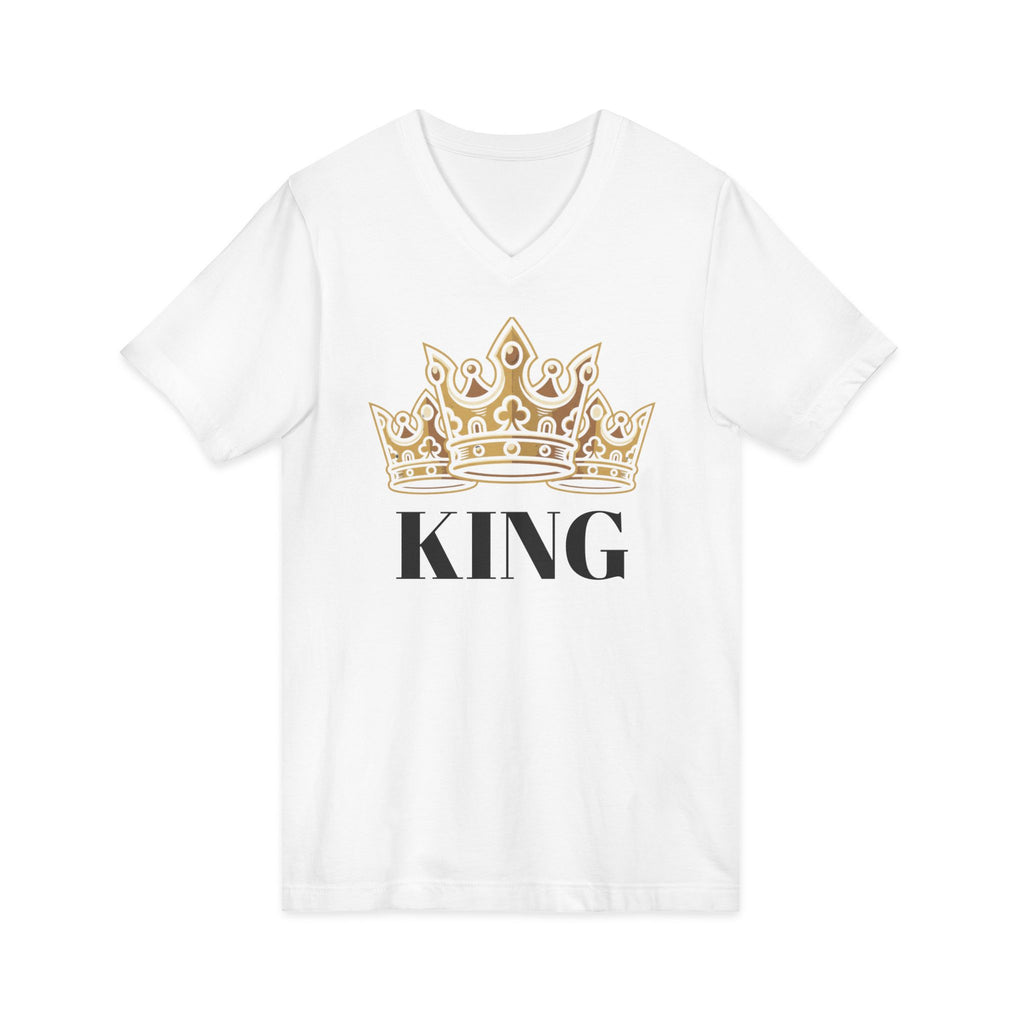 Crowned in Confidence King Men's V-Neck T-Shirt/ Gold Crown Graphic Tee