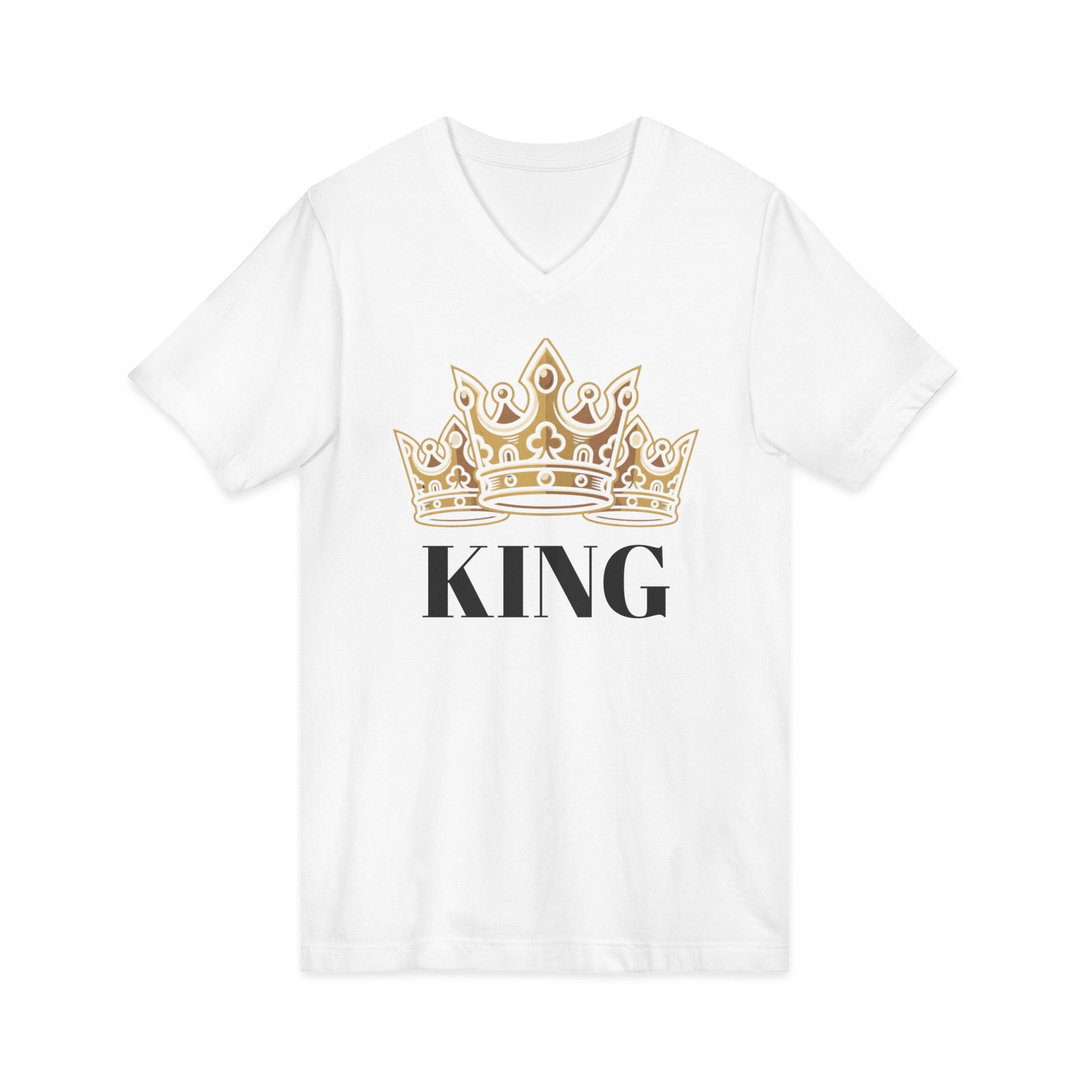 Crowned in Confidence King Men's V-Neck T-Shirt/ Gold Crown Graphic Tee