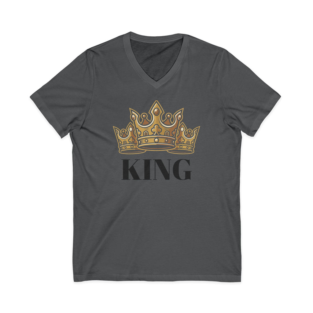 Crowned in Confidence King Men's V-Neck T-Shirt/ Gold Crown Graphic Tee