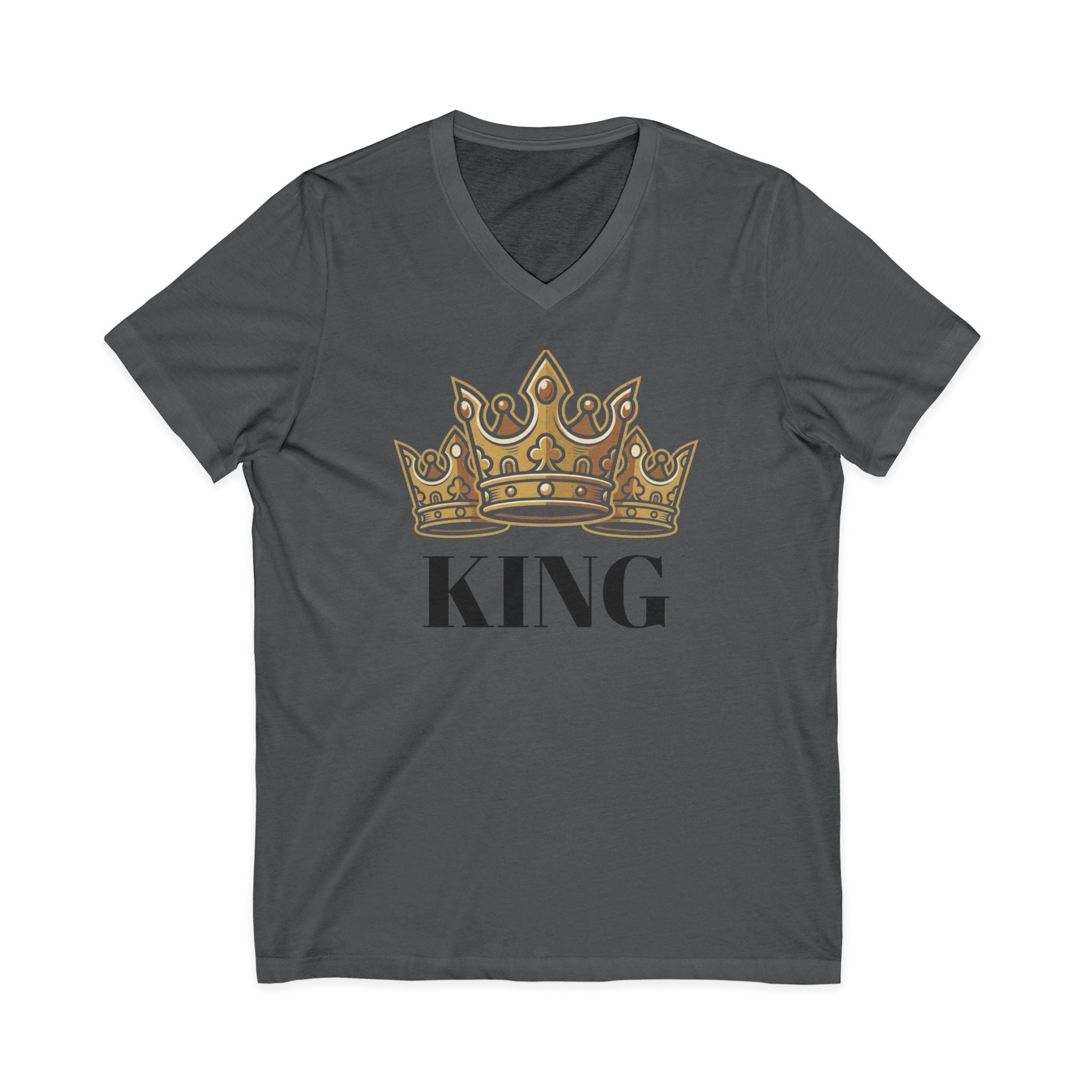 Crowned in Confidence King Men's V-Neck T-Shirt/ Gold Crown Graphic Tee